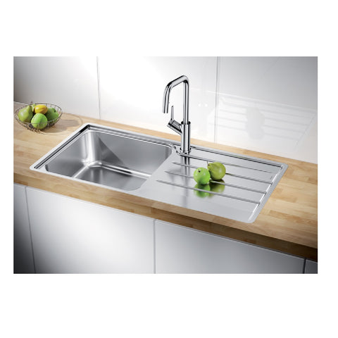 BLANCO Lemis XL 6 S-IF Sink Single Left Hand Bowl With Drainer 100x500mm Stainless Steel 526995 LEMISXL6SLIFK5