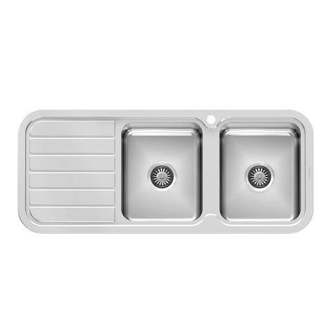 Phoenix Sink 1000 Series DoubleRight Hand Bowl  With Drainer 1 Taphole Stainless Steel 300-2211-50