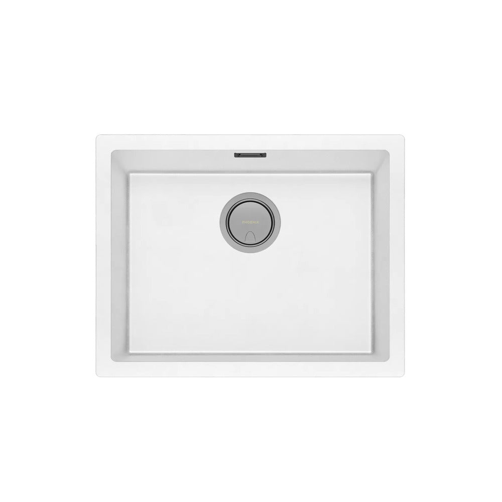 Phoenix Sink 5000 Series Large Single Bowl (Undermount/Overmount) With Overflow Quartz Matte White 312-1002-80