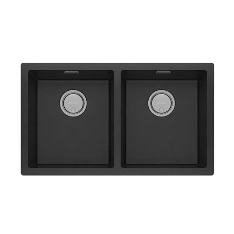 Phoenix Sink 5000 Series Double Bowl (Undermount/Overmount) With Overflow Quartz Matte Black 312-2002-10