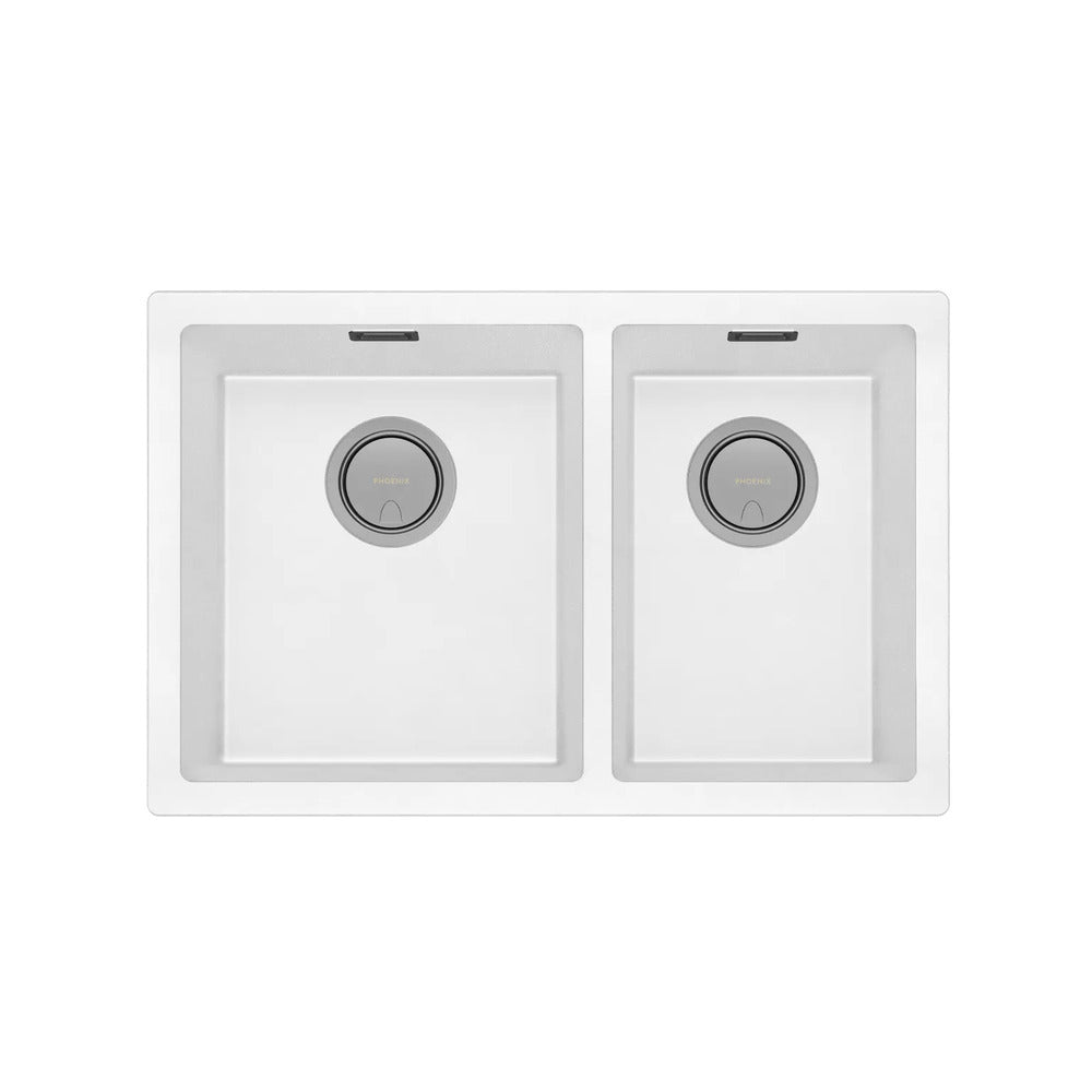 Phoenix Sink 5000 Series 1-3/4 Left Hand Bowl (Undermount/Overmount) With Overflow Quartz Matte White 312-5202-80