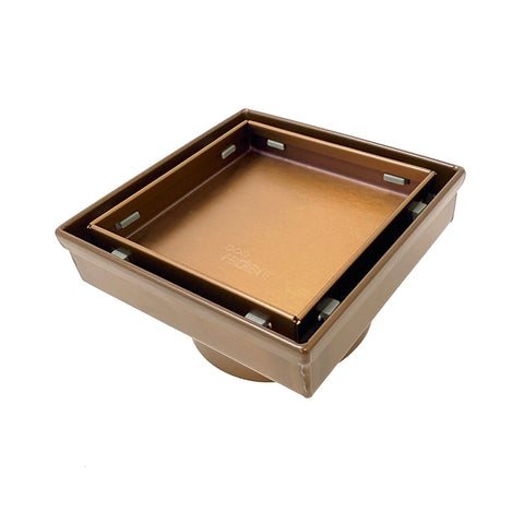 Radiant Tile Insert Square Shower Grate 100 mm + 38mm Outlet Brushed Bronze 316-BB-RGS-100-38