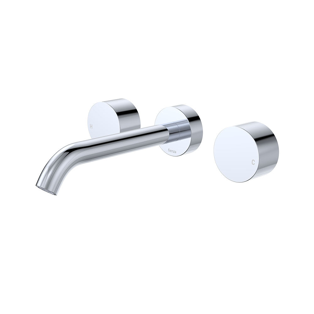 Fienza Kaya Round Taps Wall Basin /Bath 180mm Outlet Set Lead Free Chrome 338102-LF