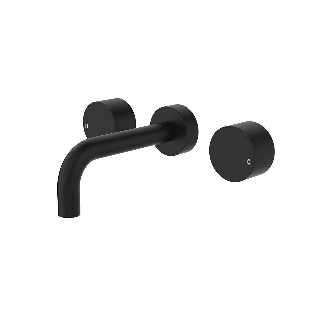 Fienza Kaya Round Taps Wall Basin /Bath 130mm Outlet Set Lead Free Matte Black 338102B-130-LF