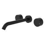 Fienza Kaya Round Taps Wall Basin /Bath 220mm Outlet Set Lead Free Matte Black 338102B-220-LF