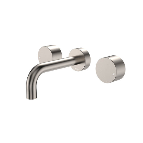 Fienza Kaya Round Taps Wall Basin /Bath 130mm Outlet Set Lead Free Brushed Nickel 338102BN-130-LF