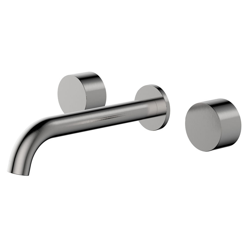 Fienza Kaya Round Taps Wall Basin /Bath 180mm Outlet Set Lead Free Brushed Nickel 338102BN-LF