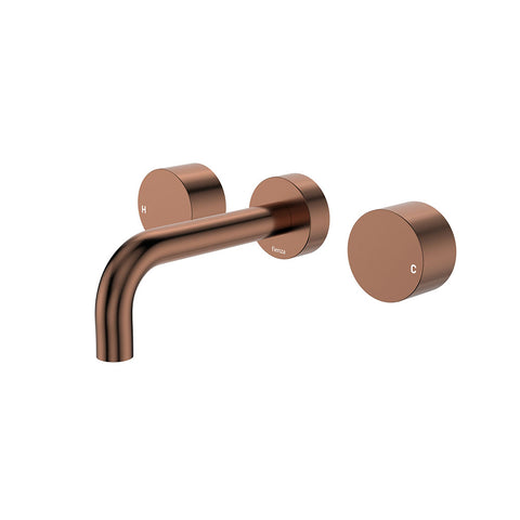 Fienza Kaya Round Taps Wall Basin /Bath 130mm Outlet Set Lead Free Brushed Copper 338102CO-130-LF