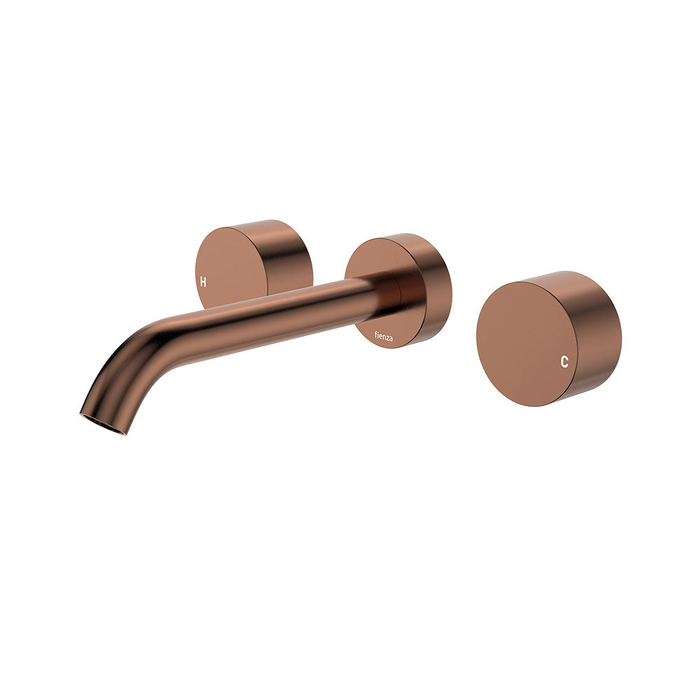 Fienza Kaya Round Taps Wall Basin /Bath 180mm Outlet Set Lead Free Brushed Copper 338102CO-LF