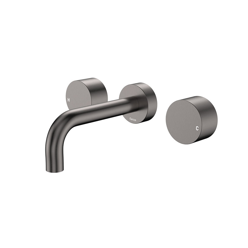 Fienza Kaya Round Taps Wall Basin /Bath 130mm Outlet Set Lead Free Gunmetal 338102GM-130-LF