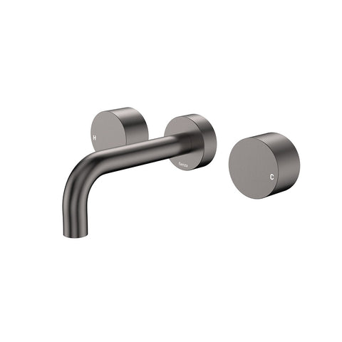 Fienza Kaya Round Taps Wall Basin /Bath 130mm Outlet Set Lead Free Gunmetal 338102GM-130-LF