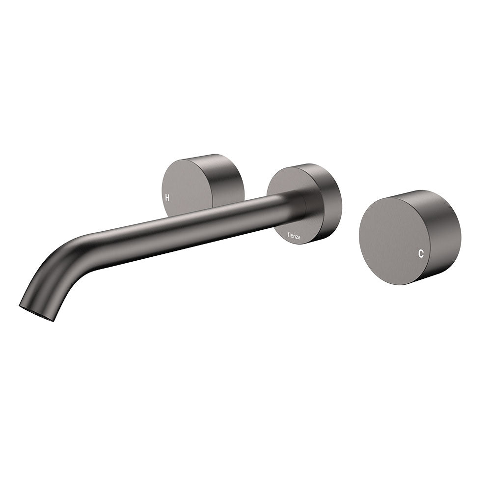Fienza Kaya Round Taps Wall Basin /Bath 220mm Outlet Set Lead Free Gunmetal 338102GM-220-LF