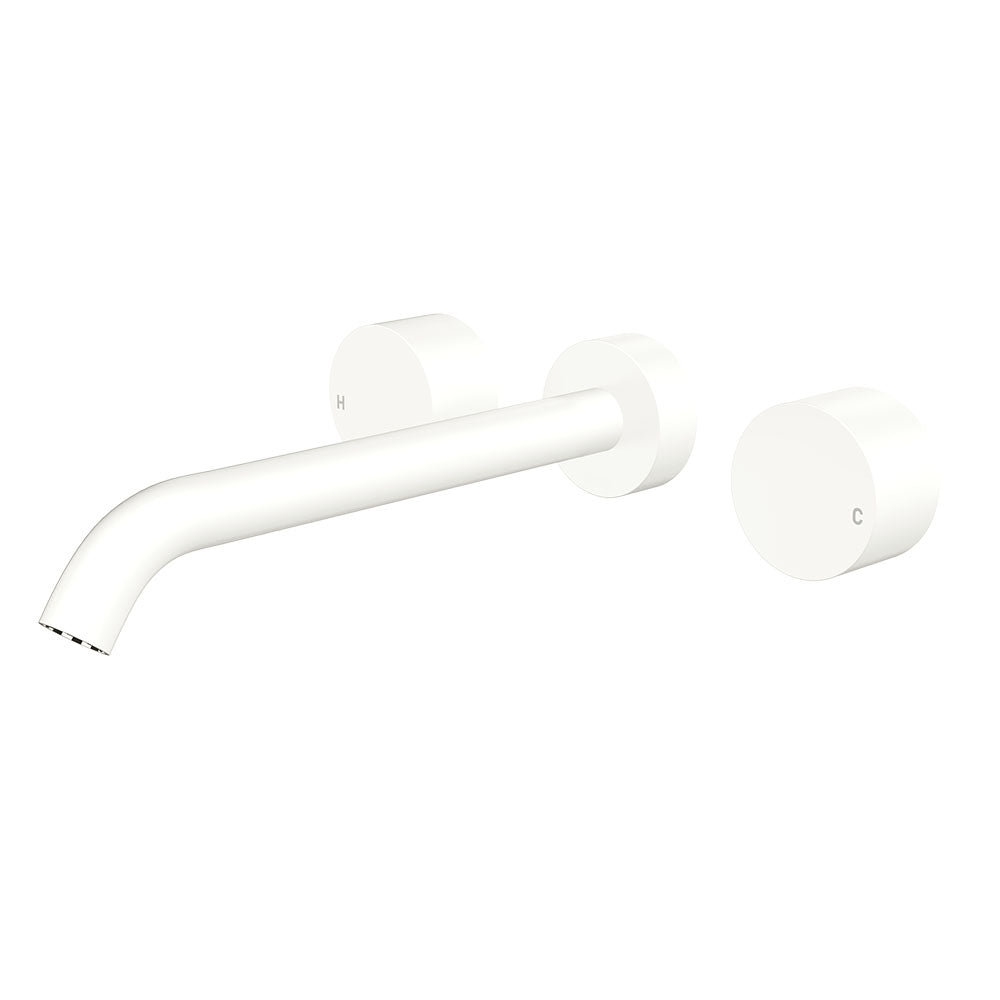 Fienza Kaya Round Taps Wall Basin /Bath 220mm Outlet Set Lead Free Matte White 338102MW-220-LF