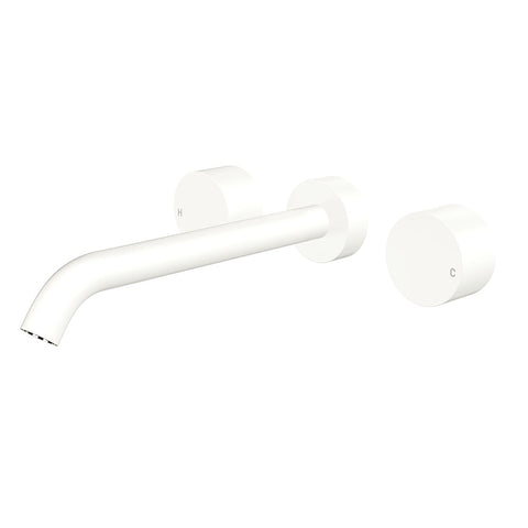 Fienza Kaya Round Taps Wall Basin /Bath 220mm Outlet Set Lead Free Matte White 338102MW-220-LF