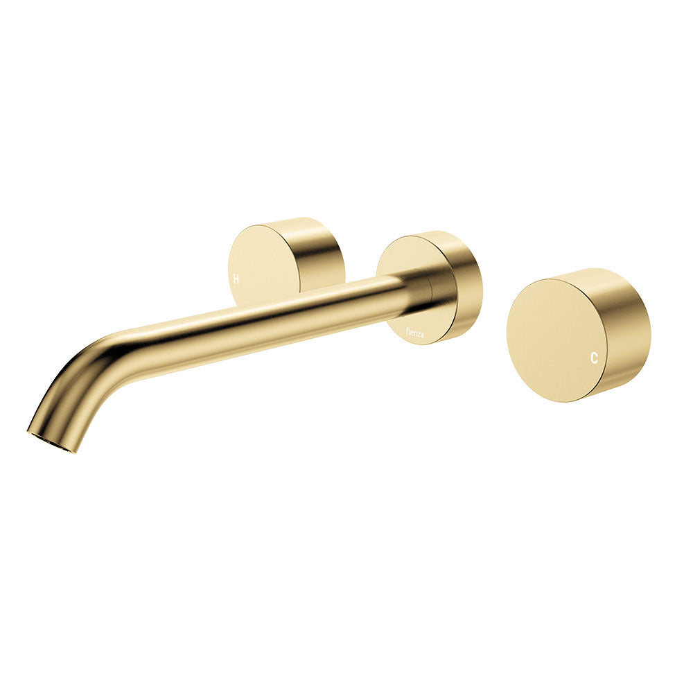 Fienza Kaya Round Taps Wall Basin /Bath 220mm Outlet Set Lead Free Urban Brass 338102UB-220-LF