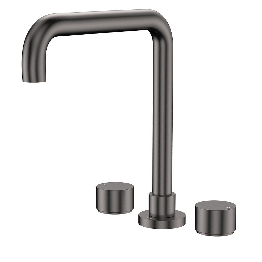 Fienza Kaya Round Taps Squareline Hob Outlet Set Lead Free Gunmetal 338106GM-LF