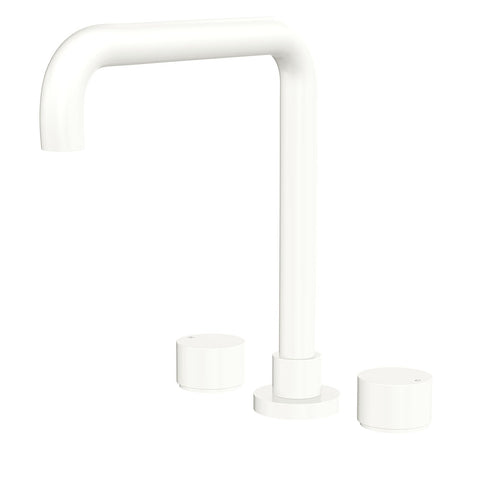 Fienza Kaya Round Taps Squareline Hob Outlet Set Lead Free Matte White 338106MW-LF