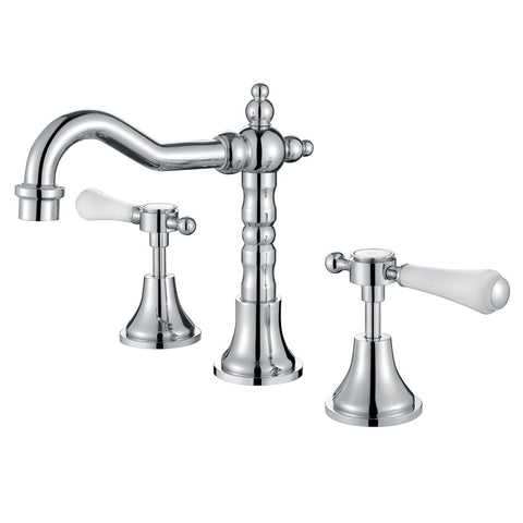 Fienza Lillian Lever Shepherds Crook Basin Set Chrome White Handle Lead Free 339101-LF