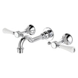 Fienza Lillian Lever Shepherds Crook Bath Set Chrome White Handle Lead Free 339102-LF