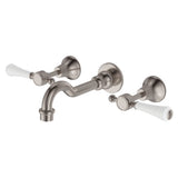 Fienza Lillian Lever Shepherds Crook Bath Set Brushed Nickel White Handle Lead Free 339102BN-LF