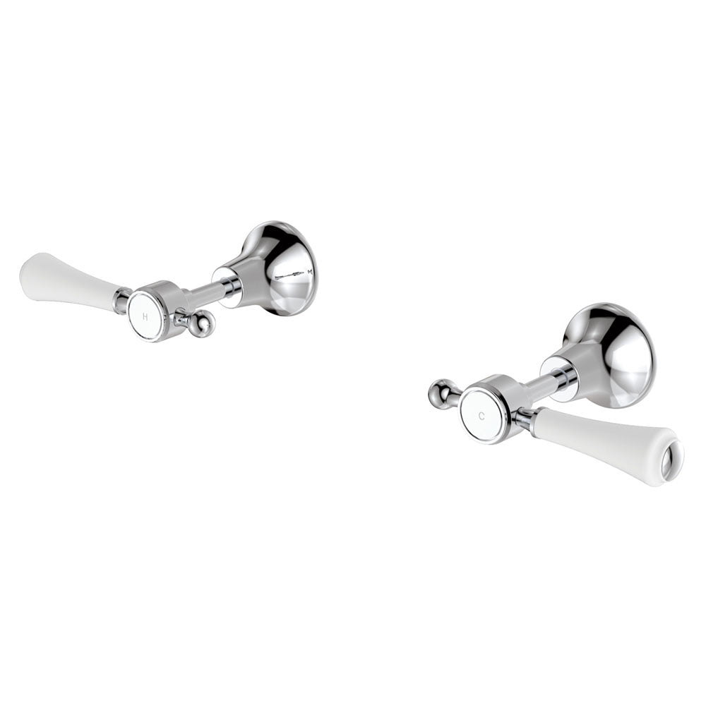 Fienza Lillian Lever Wall Top Assembly Chrome White Handle Lead Free 339104-LF