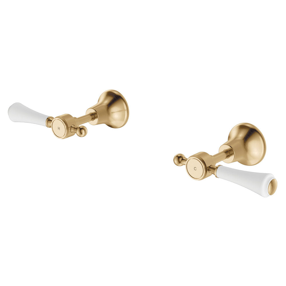 Fienza Lillian Lever Wall Top Assembly Lead Free Urban Brass w/ White Handle 339104UB-LF