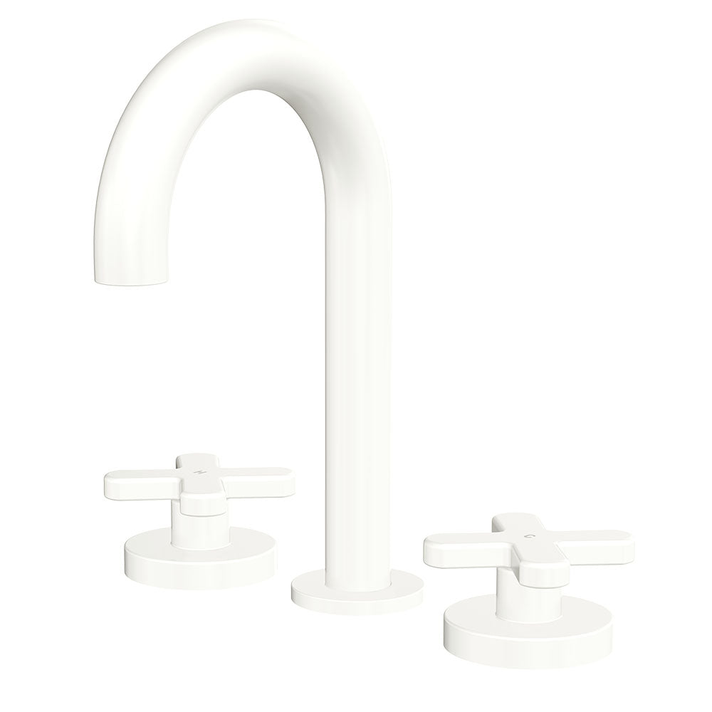 Fienza Kaya Cross Taps Round Hob Set Lead Free Matte White 343101MW-LF