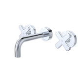 Fienza Kaya Cross Taps Wall Basin /Bath 130mm Outlet Set Lead Free Chrome 343102-130-LF