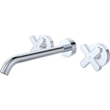 Fienza Kaya Cross Taps Wall Basin /Bath 220mm Outlet Set Lead Free Chrome 343102-220-LF