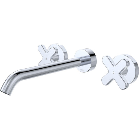 Fienza Kaya Cross Taps Wall Basin /Bath 220mm Outlet Set Lead Free Chrome 343102-220-LF