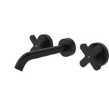Fienza Kaya Cross Taps Wall Basin /Bath 180mm Outlet Set Lead Free Matte Black 343102B-LF