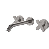 Fienza Kaya Cross Taps Wall Basin /Bath 180mm Outlet Set Lead Free Gunmetal 343102GM-LF