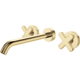 Fienza Kaya Cross Taps Wall Basin /Bath 220mm Outlet Set Lead Free Urban Brass 343102UB-220-LF
