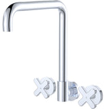 Fienza Kaya Cross Taps Squareline Wall Set Lead Free Chrome 343105-LF