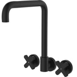 Fienza Kaya Cross Taps Squareline Wall Set Lead Free Matte Black 343105B-LF