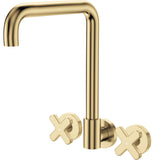 Fienza Kaya Cross Taps Squareline Wall Set Lead Free Urban Brass 343105UB-LF