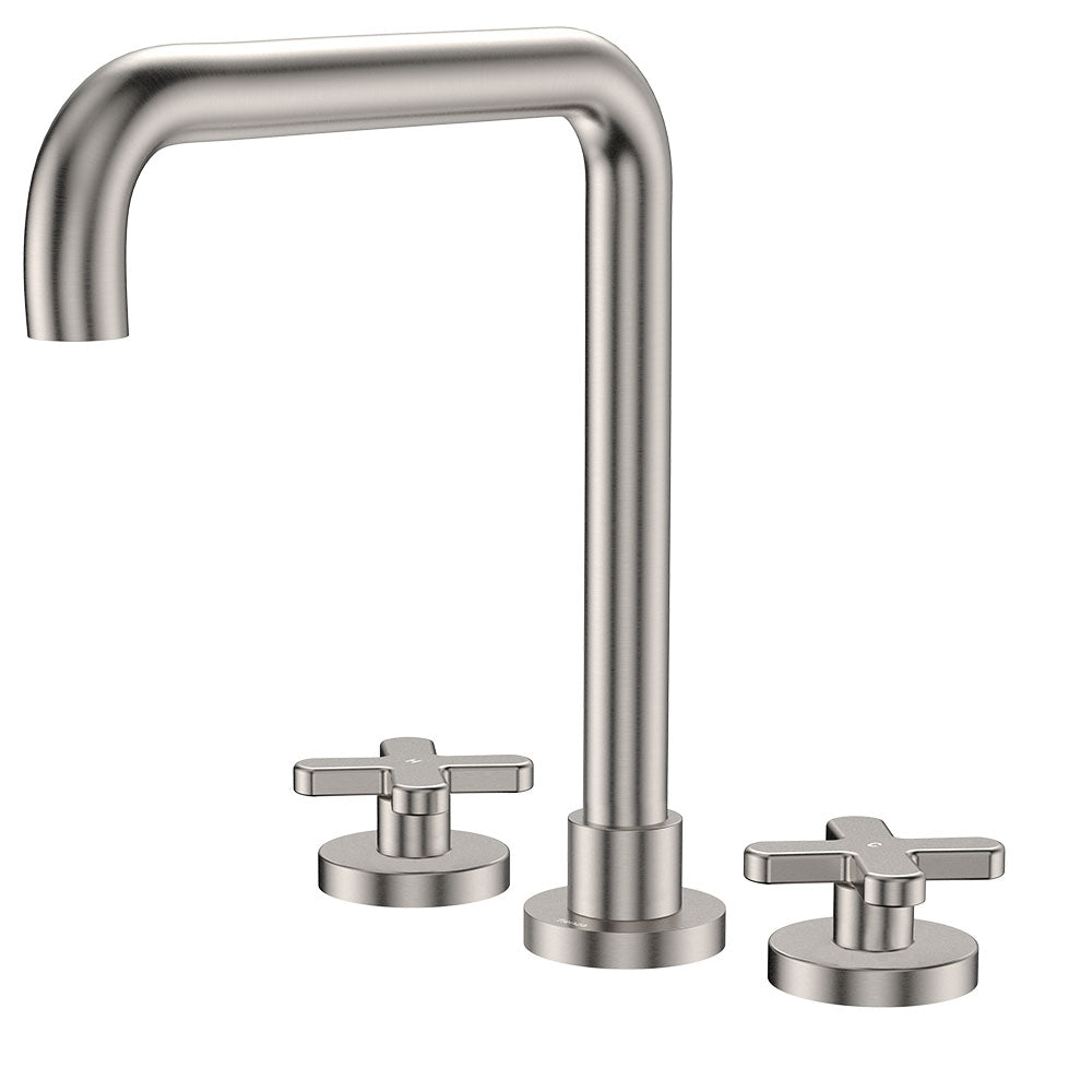 Fienza Kaya Cross Taps Squareline Hob Set Lead Free Brushed Nickel 343106BN-LF