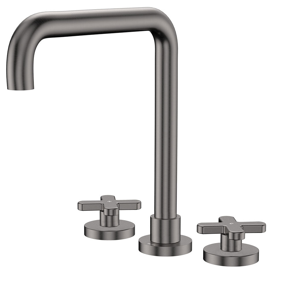 Fienza Kaya Cross Taps Squareline Hob Set Lead Free Gunmetal 343106GM-LF