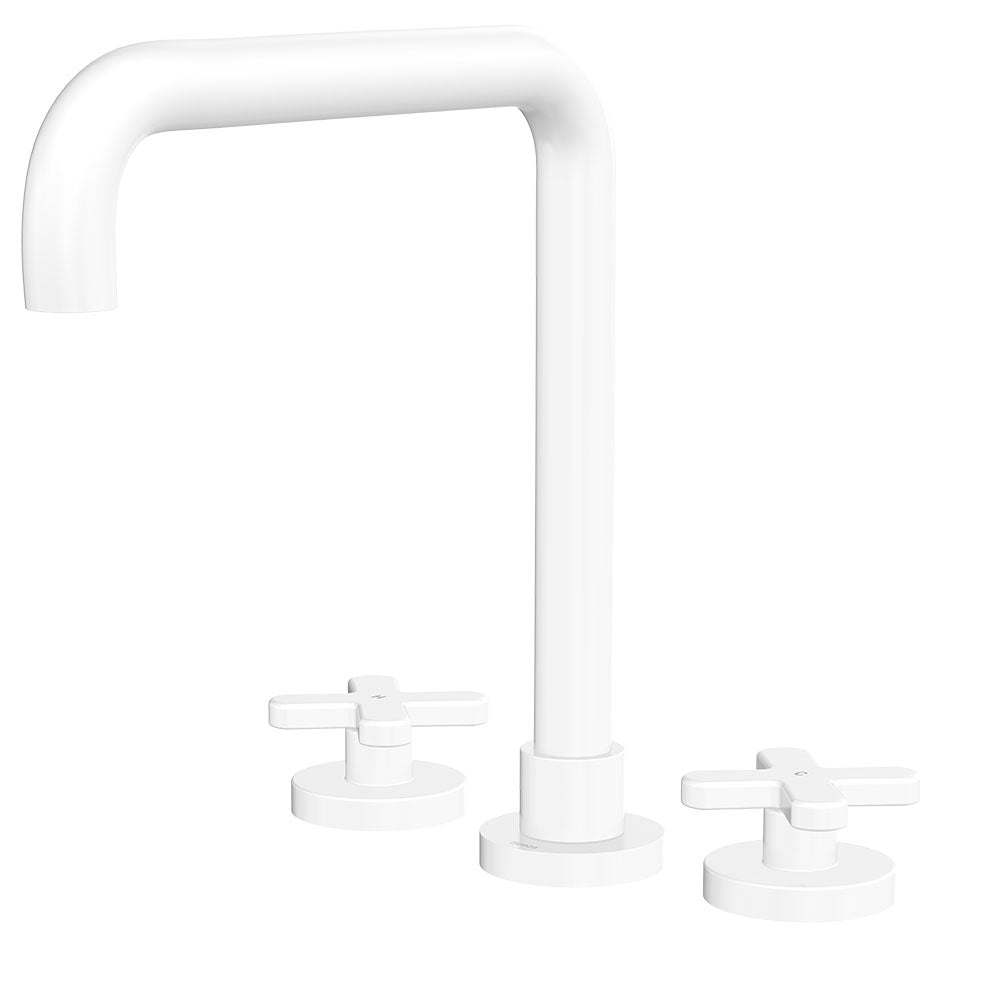 Fienza Kaya Cross Taps Squareline Hob Set Lead Free Matte White 343106MW-LF