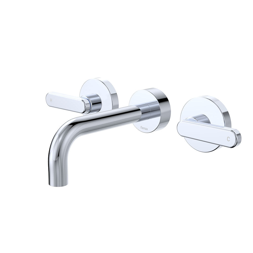 Fienza Kaya Lever Taps Wall Basin /Bath 130mm Outlet Set Lead Free Chrome 344102-130-LF