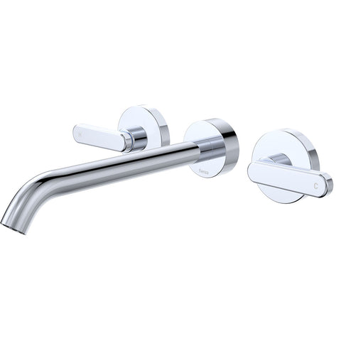 Fienza Kaya Lever Taps Wall Basin /Bath 220mm Outlet Set Lead Free Chrome 344102-220-LF