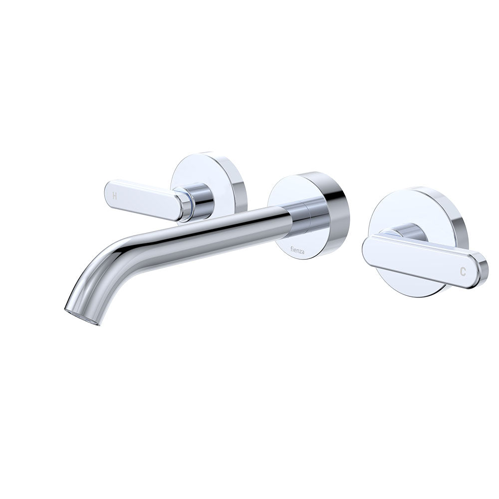 Fienza Kaya Lever Taps Wall Basin /Bath 180mm Outlet Set Lead Free Chrome 344102-LF