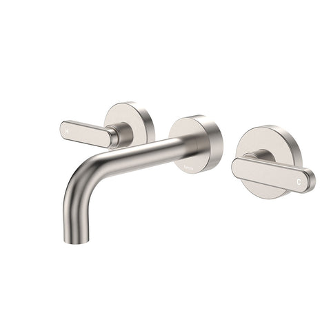 Fienza Kaya Lever Taps Wall Basin /Bath 130mm Outlet Set Lead Free Brushed Nickel 344102BN-130-LF