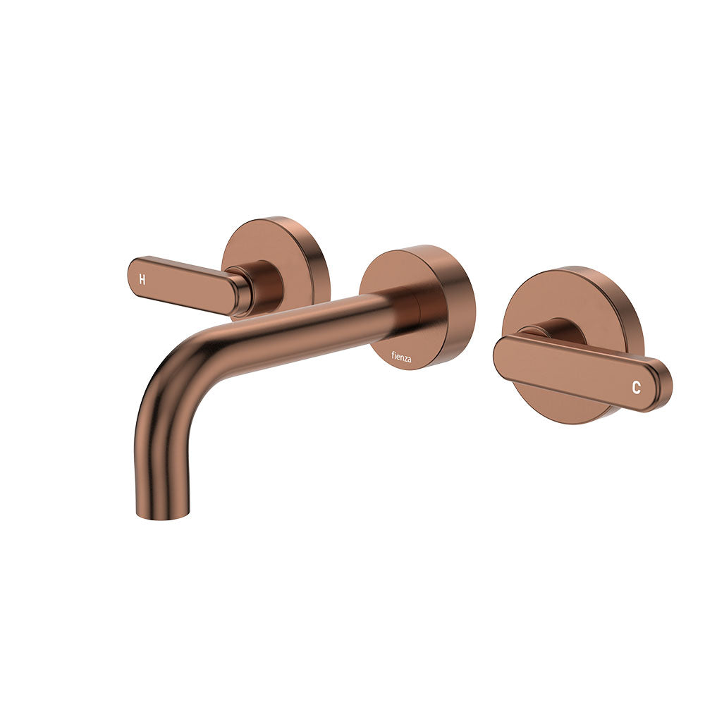 Fienza Kaya Lever Taps Wall Basin /Bath 130mm Outlet Set Lead Free Brushed Copper 344102CO-130-LF