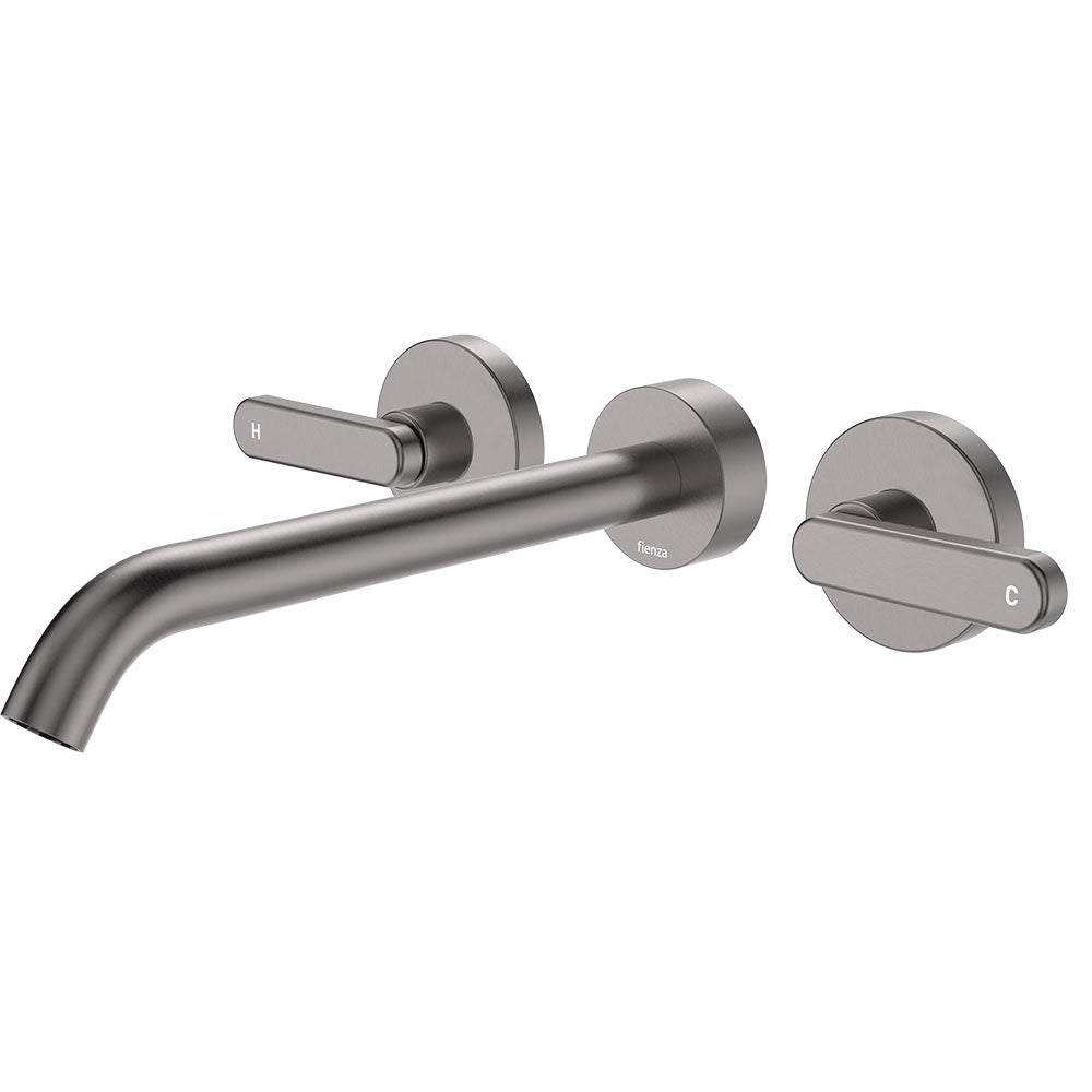 Fienza Kaya Lever Taps Wall Basin /Bath 220mm Outlet Set Lead Free Gunmetal 344102GM-220-LF