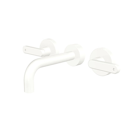Fienza Kaya Lever Taps Wall Basin /Bath 130mm Outlet Set Lead Free Matte White 344102MW-130-LF