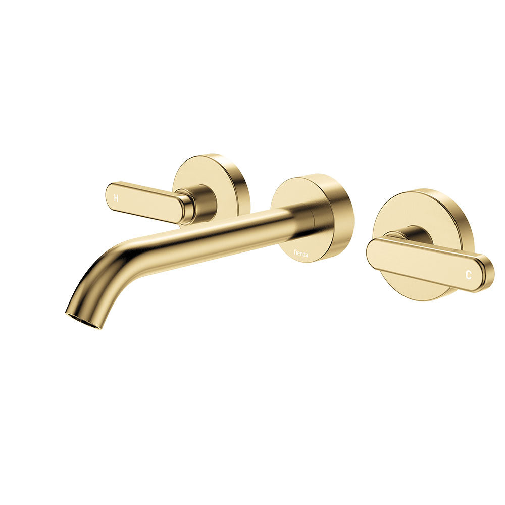 Fienza Kaya Lever Taps Wall Basin /Bath 180mm Outlet Set Lead Free Urban Brass 344102UB-LF