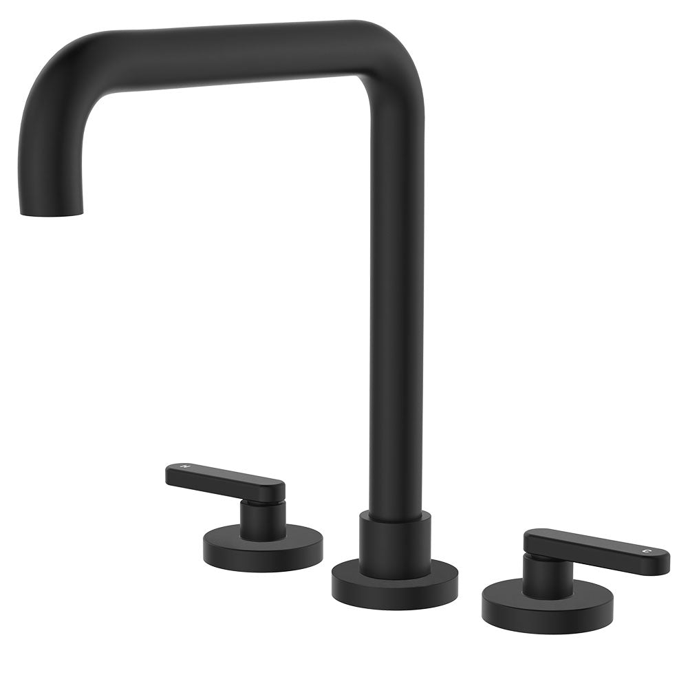 Fienza Kaya Lever Taps Squareline Hob Set Lead Free Matte Black 344106B-LF