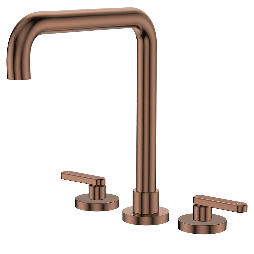 Fienza Kaya Lever Taps Squareline Hob Set Lead Free Brushed Copper 344106CO-LF