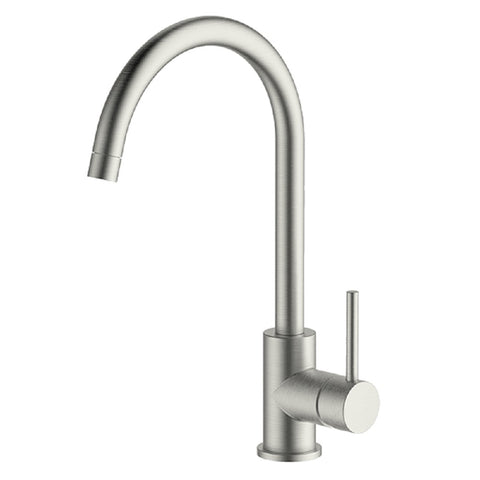 Abey Lucia Gooseneck Mixer Sidelever Brushed Nickel 3K4-BN